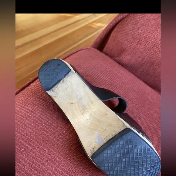 Y2K Vintage Trippen Germany Wood Clogs With Leather Black Straps Sandals 40 - Picture 9 of 12